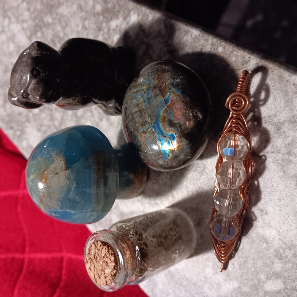 Crystal and Stone Collection with Copper Wire Pendant